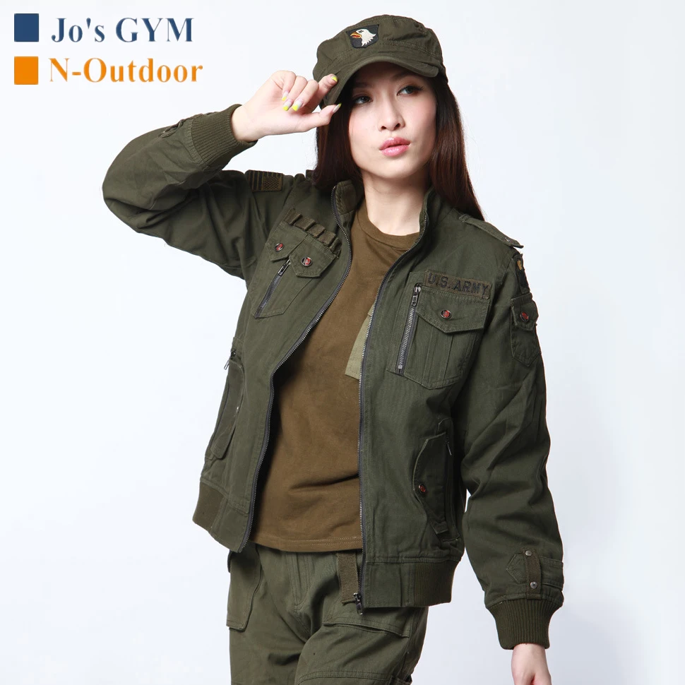 Pockets Military Style Jackets Women Hunting Army Green Tactical Jacket Female Outdoor Long Sleeve Warm Breathable Sports Jacket