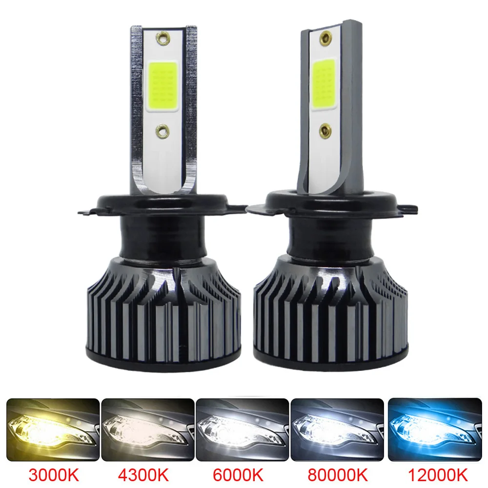 Farol automotivo de led, novo, h4, h7, 12v, 9005, 9006 lm, alto brilho, h1, h8, h9, hb3, hb4, turbo cob, lâmpada