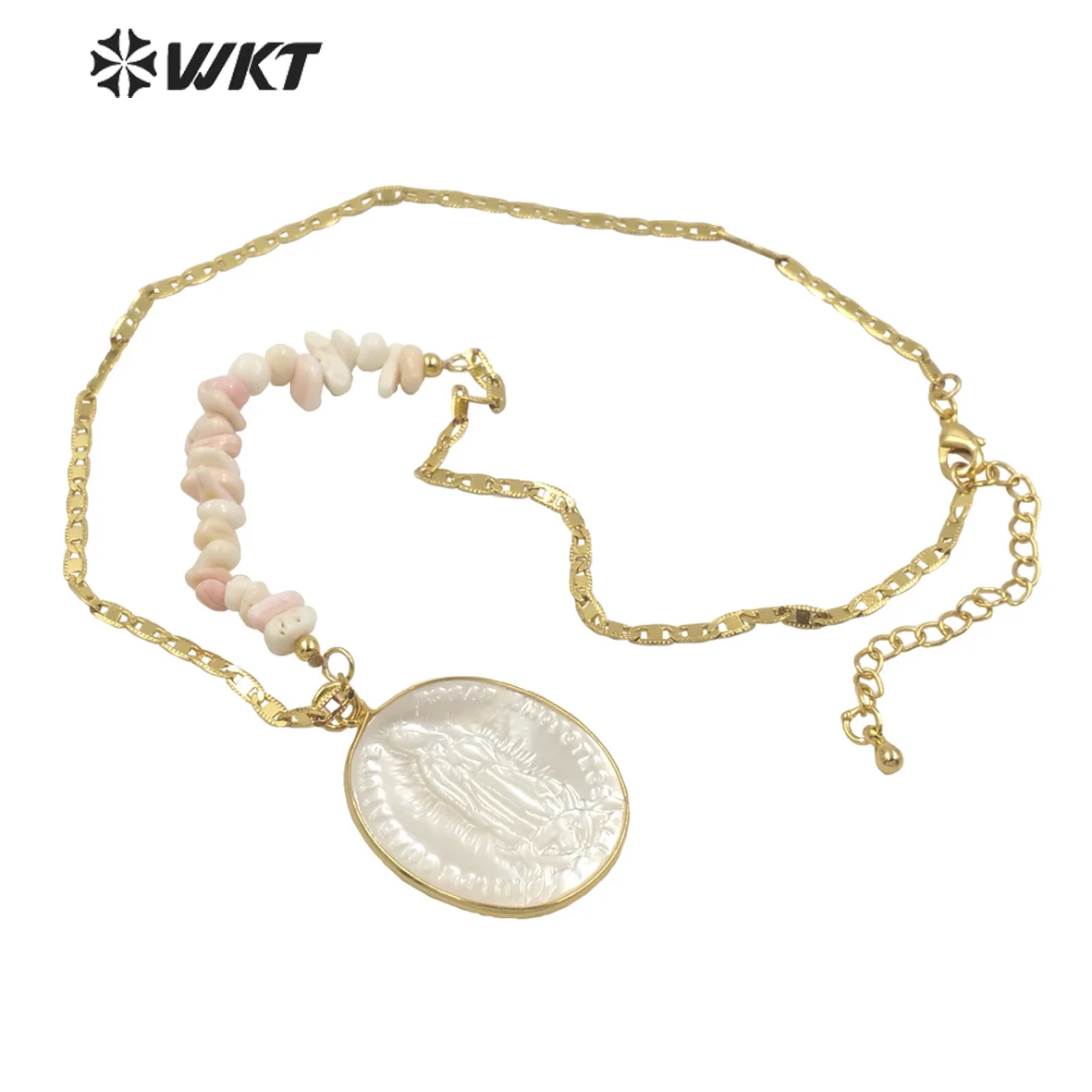WT-JN146 WKT Amazing Fashion Gold Plated Religious Virgin Mary Pendant Necklace Mix Contructure Shell Charms Decorative
