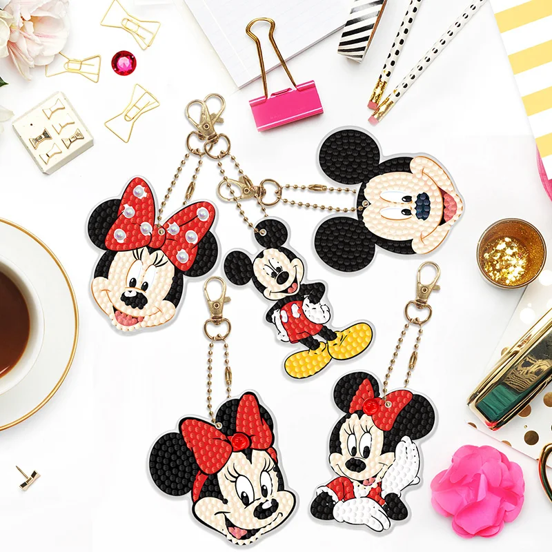 Disney 5D diament malarstwo brelok specjalne Rhinestone kreskówka myszka miki Minnie Mouse haft DIY Craft łańcuszek na akcesoria