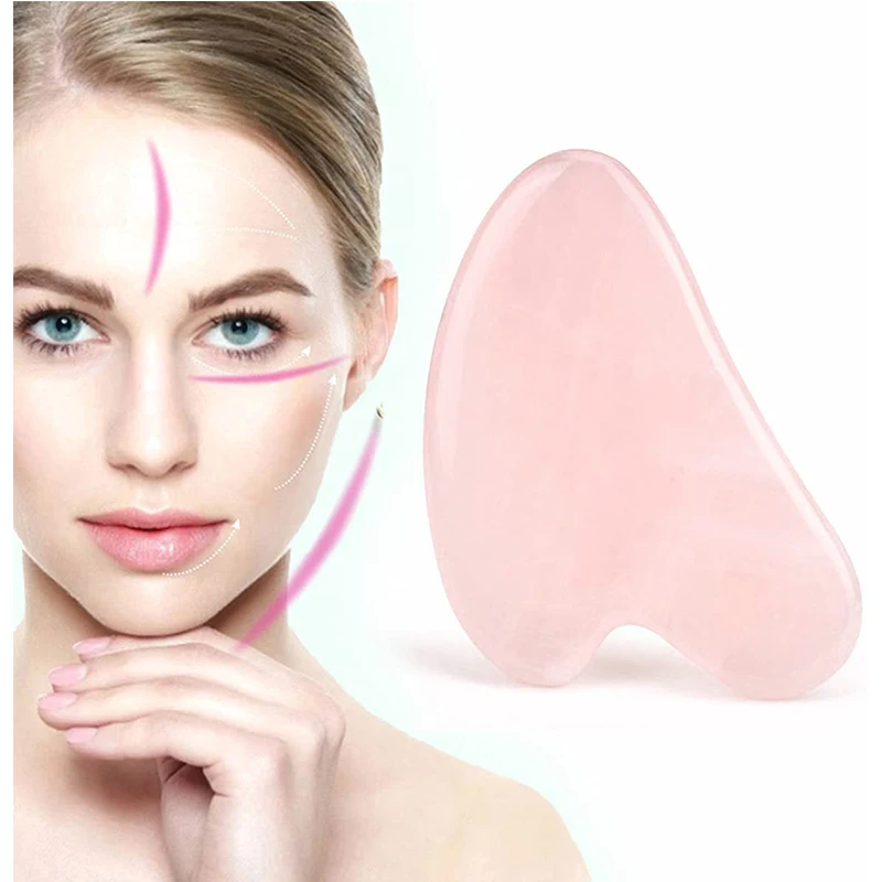 Natural Jade Gua Sha Massage Tools Rose Quartz Stone Scraper GuaSha Facial Tool for Face Neck Body Prevents Wrinkles Beauty Care