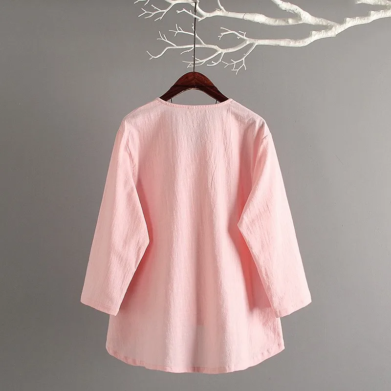 Fashion Chinese Style Button Shirt Traditional Women Blouse Elegant Hanfu Tang Tops Oriental Asian Clothes Cotton Linen Casual