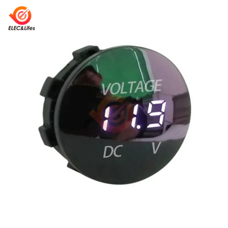 DC 5V-48V 3 Bits Mini Digital Voltmeter Round Waterproof LED Panel tester voltage Detector Volt Meter Gauge 5V 12V 24V