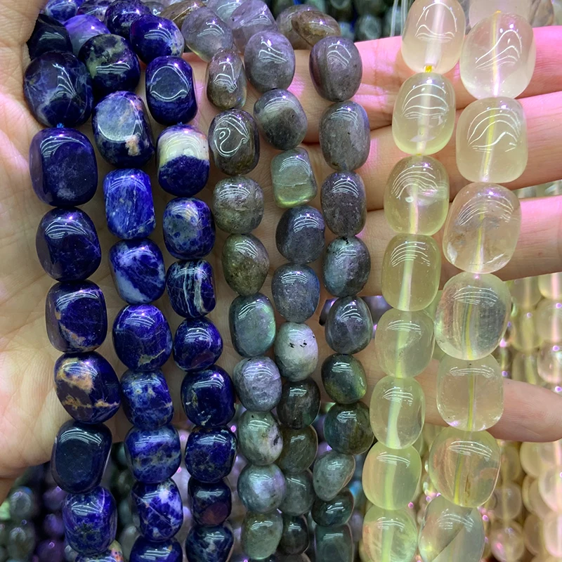 

Natural Sodalite Labradorite Lemon Quartz Beads 15'' Freeform Irregular DIY Loose Stone Beads For Jewelry Making Beads Bracelets