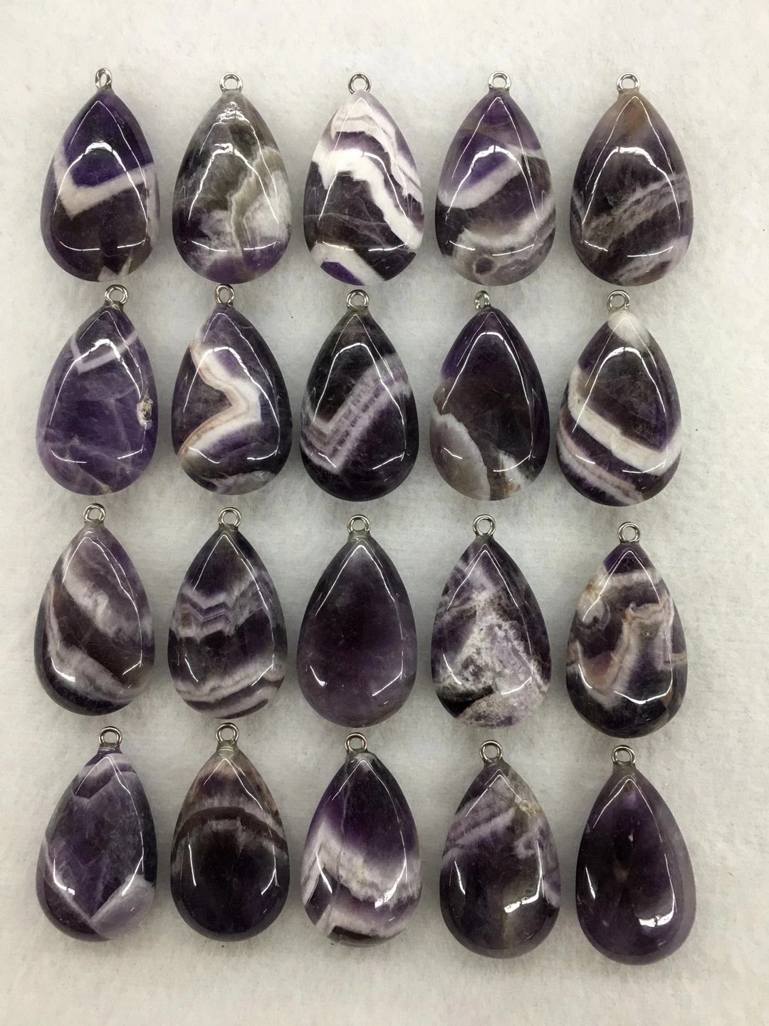 Wholesale 10pcs Dog Teeth Amethyst Bead Pendant Pear Shape Gemstone Jewelry Necklace DIY 32mm for Pet Lovers