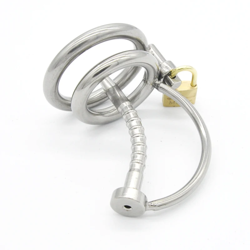 Chaste Bird Stainless Steel Male Chastity Device with Catheter,Cock Cage,Virginity Lock,Penis Ring Adult Game,Cock Ring A082