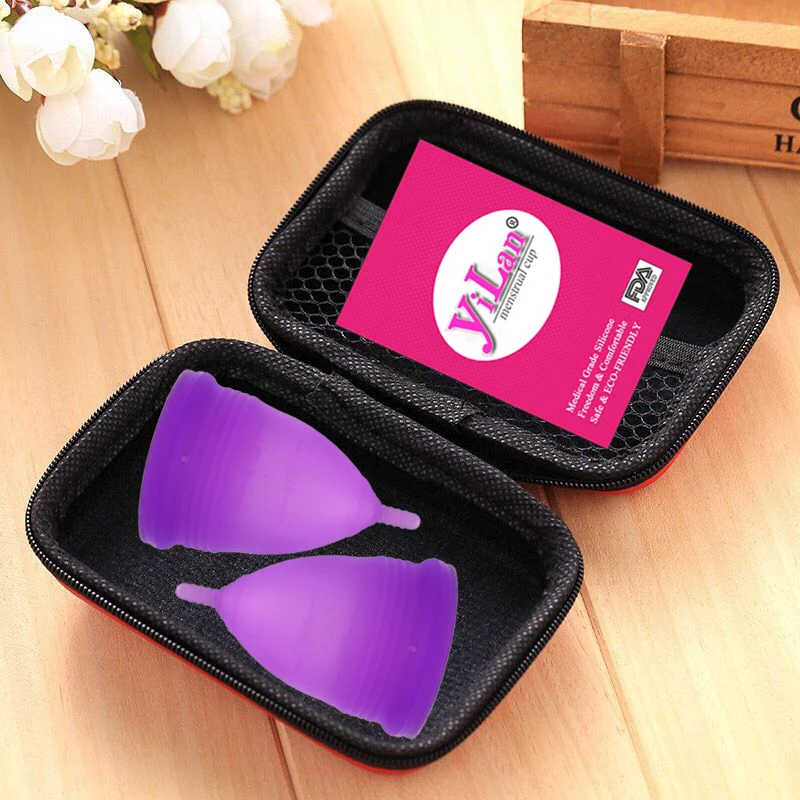 2pc Feminine Hygiene Menstrual Cup Medical Silicone Copo Menstrual de Silicone Medica Period Cup Reusable Menstruation Collector