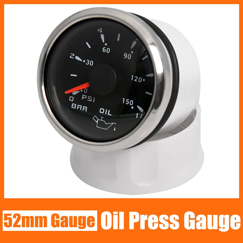 

52mm Oil Pressure Gauge 10 Bar With 7 Colors Backlight Oil Pressure Meters Oil Press Sensor For Marine Boat Yacht Car 9~32V