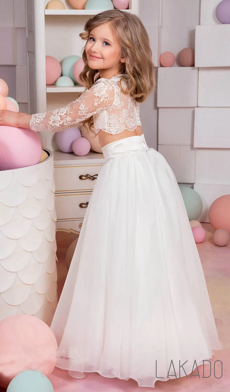 Lovely Kids Meisjes Formele Jurk Lange Mouwen Lace Party Jurk Voor 4-12 Jaar