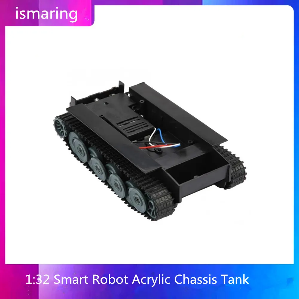 Tank Chassis 1:32 Smart Robot Acrylic Chassis Tank Truck With Rubber Crawler for Arduino Board for DIY KitGerma