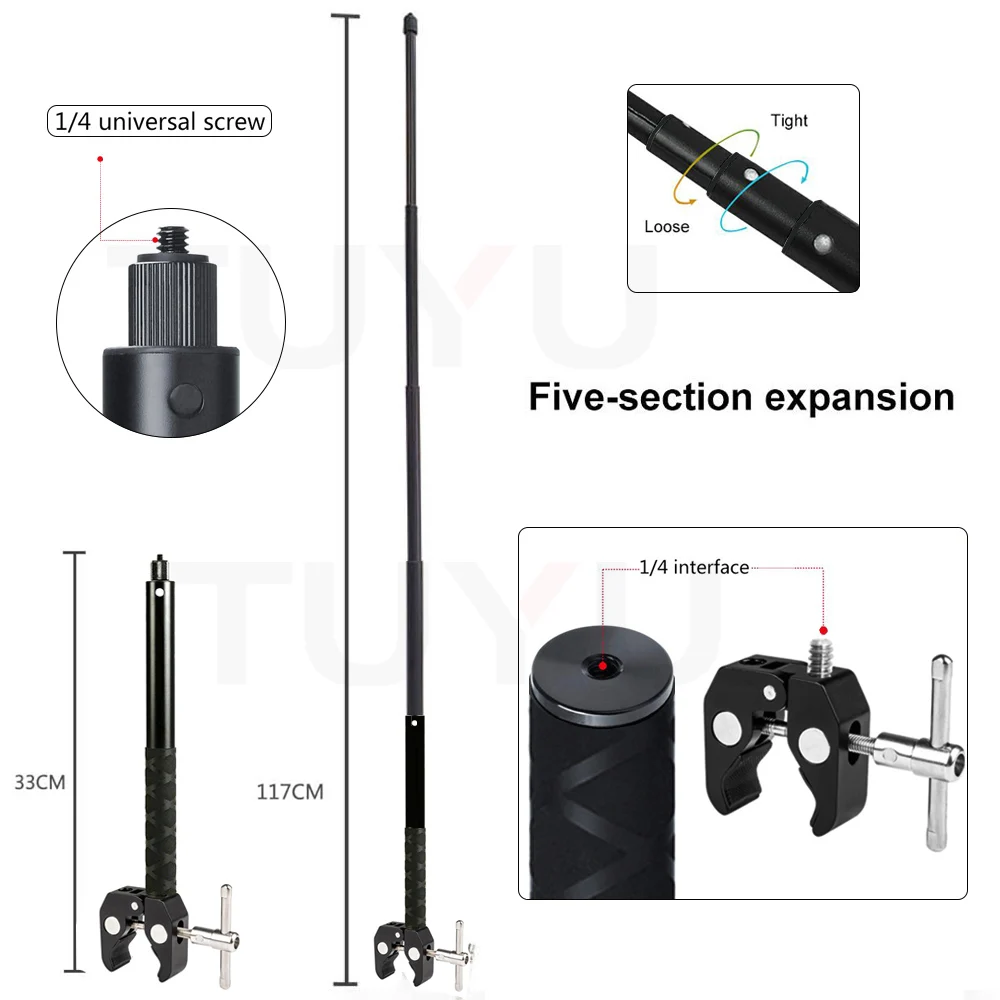 WEWOGA Moto Doppio Morsetto Montaggio Kit con 59 Invisibile Selfie Bastone compatibile per Insta 360 X5 X4 X3 X2 X GO 3, Osmo 360 Lega di Alluminio Per Impieghi Gravosi Manubrio Morsetto