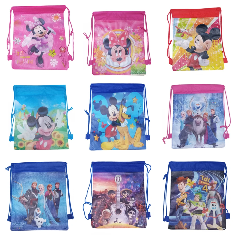 1pcs Disney Non-woven Fabrics Kid Favor Travel Pouch Storage Clothes Shoes Bags Cotton Drawstring Bags School Portable Backpack