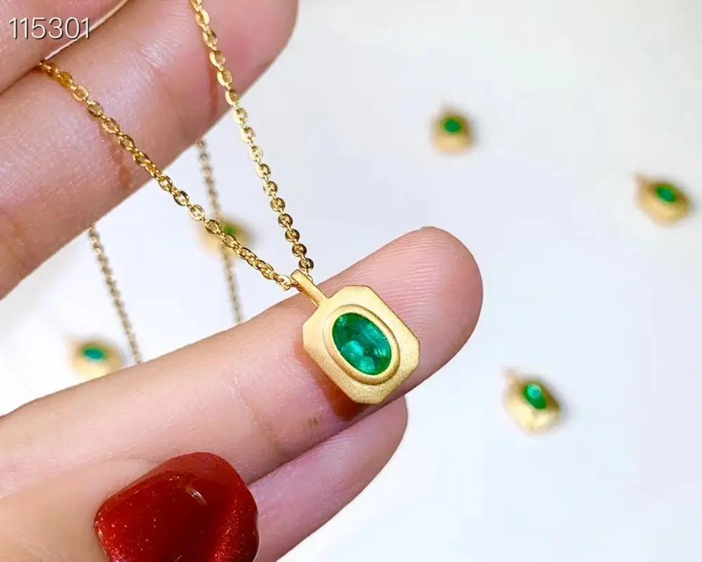 قلادة من الزمرد الطبيعي والحقيقي 100% من الفضة الإسترليني S925 الصلبة للنساء #1