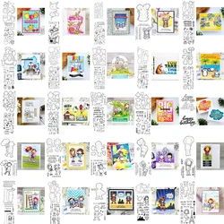 Nowe urocze zwierzęta dziewczęce przezroczyste stemple z koordynacyjnymi wykrojnikami do tworzenia kartek papierowych Scrapbooking rękodzieło 07