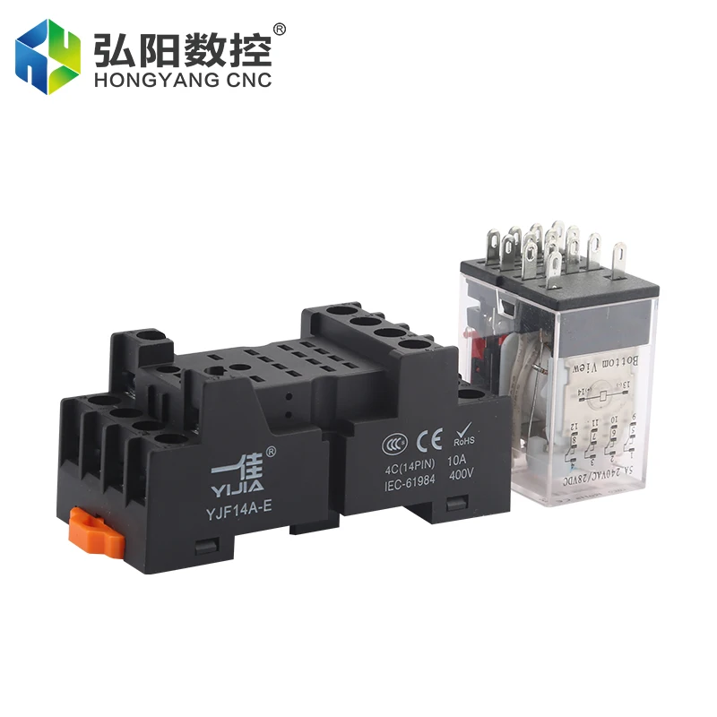 Relè di potenza bobina 24VDC 220VAC relè universale 8 Pin 14 Pin piccolo relè intermedio elettromagnetico con Base presa