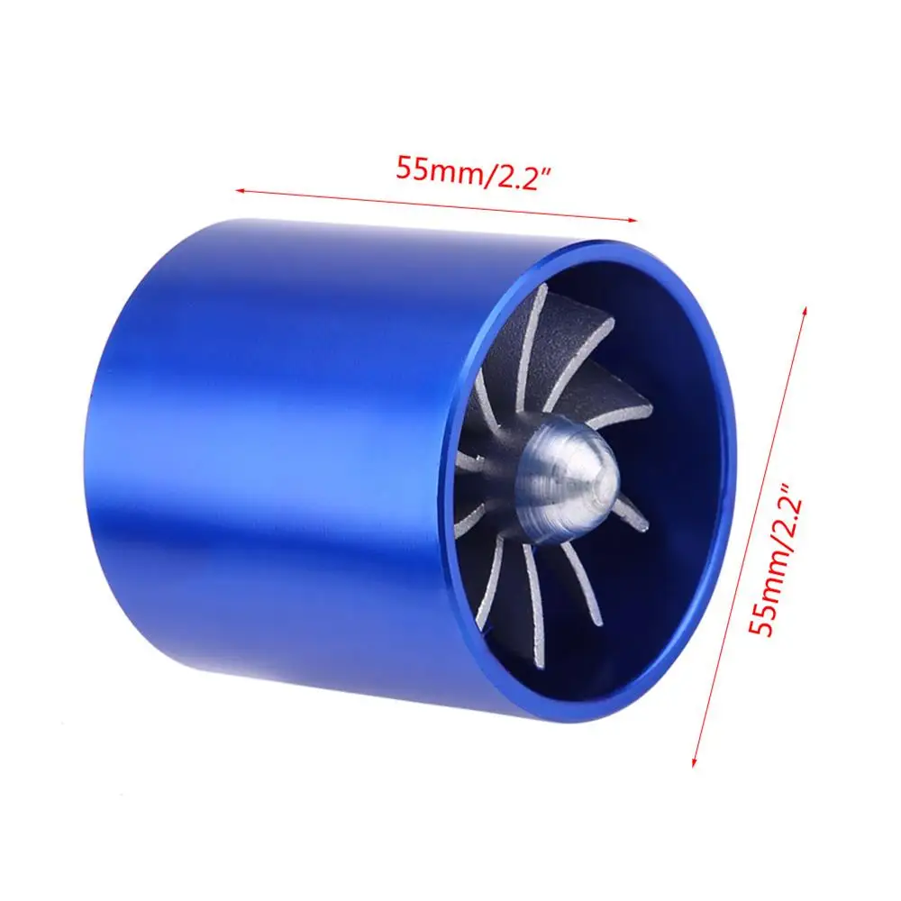 Universal Aluminium Alloy 55mm Car Air Intake Turbonator Single Fan Turbine Super Charger Gas Fuel Saver Turbo