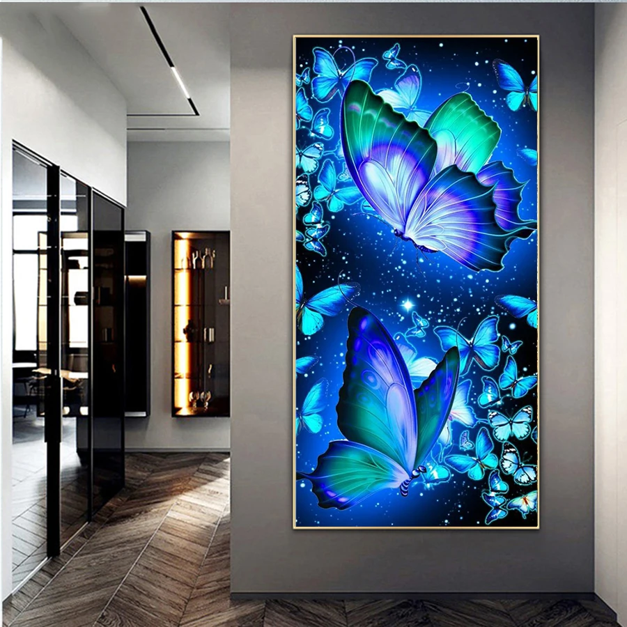 

5D DIY Diamond Painting Cross Stitch Kits Fluorescent Butterfly Full Square/Round Diamond Embroidery Animal Mosaic Home Decor