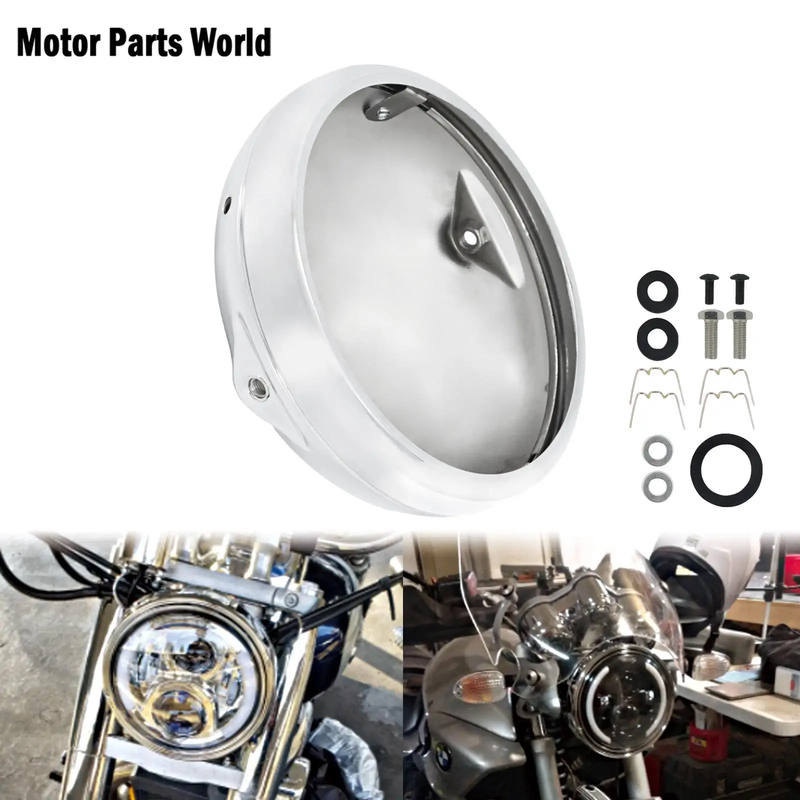 

Motorcycle 7'' LED Chrome Headlight Housing Retro Headlamp Base Light Shell Lighthouse Cover For Harley Dyna Touring SportsterXL