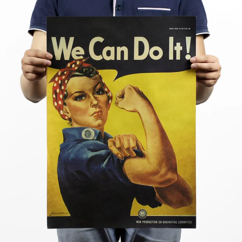 We Can Do It! World War II Inspirational Retro Wall Art Canvas Painting Abstract Famous Painting Anime Poster Wall Art Picture