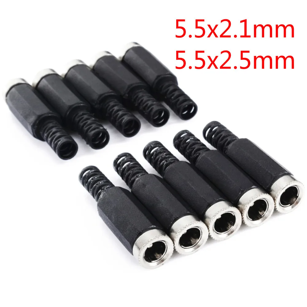 10pcs Female DC Power Jack Plugs Socket Adapter Connector 2.1x5.5mm 2.5x5.5mm Dc Connectors