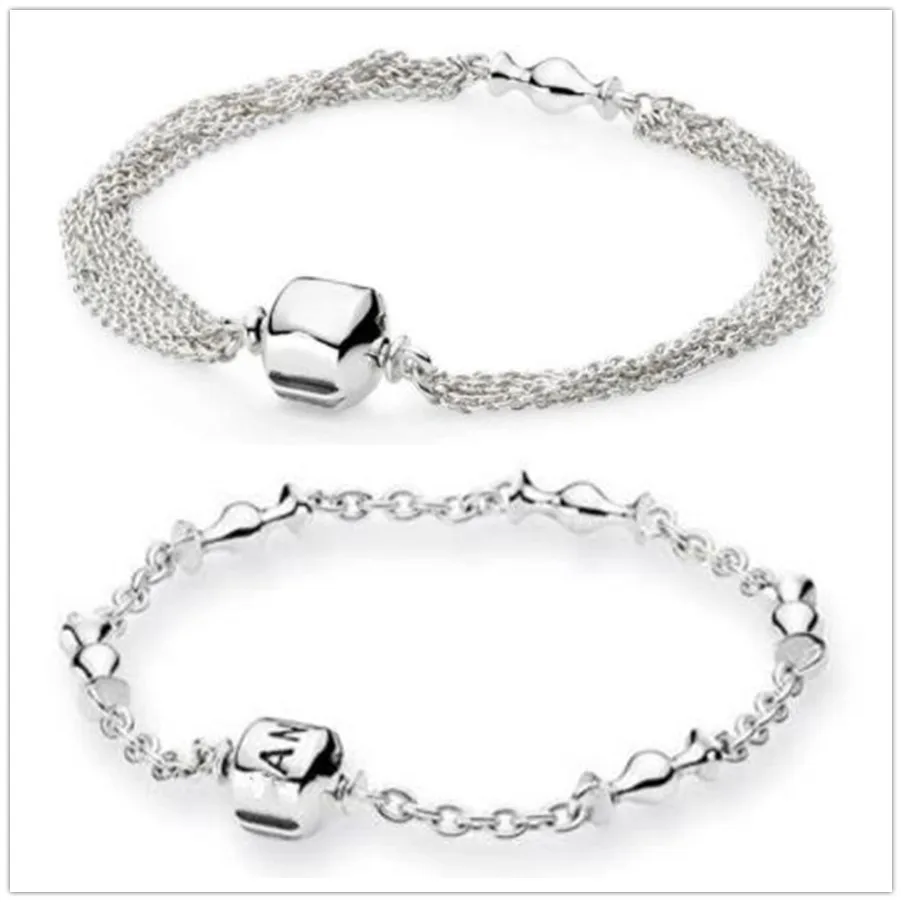 

Authentic 925 Sterling Silver Moments Multi Snake Chain Ball & Barrel Snake Chain Bracelet Fit Bead Charm Diy Fashion Jewelry