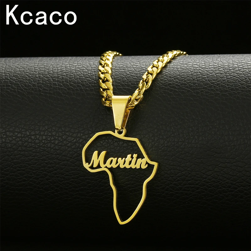 Personalized Custom Name Necklaces Nameplate Map Shape Pendant Jewelry Stainless Steel Letter Thick Chain for Men Gift