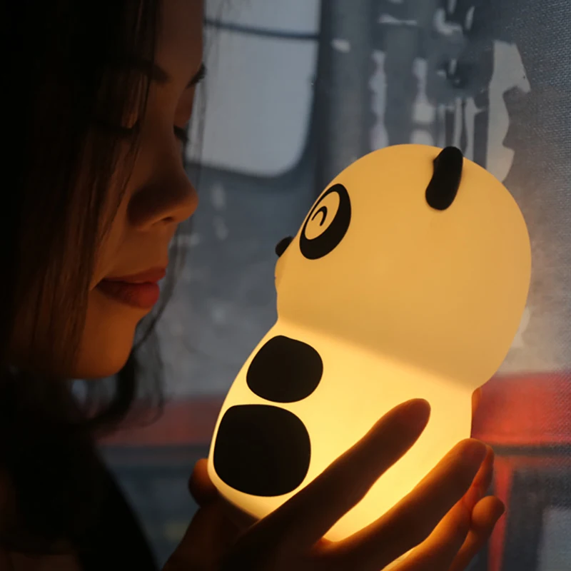 Recharge Panda LED Night Light Touch Sensor Tap Control Animal Light Baby Nursery Bedroom Besdide Decoration Lamp for Kids