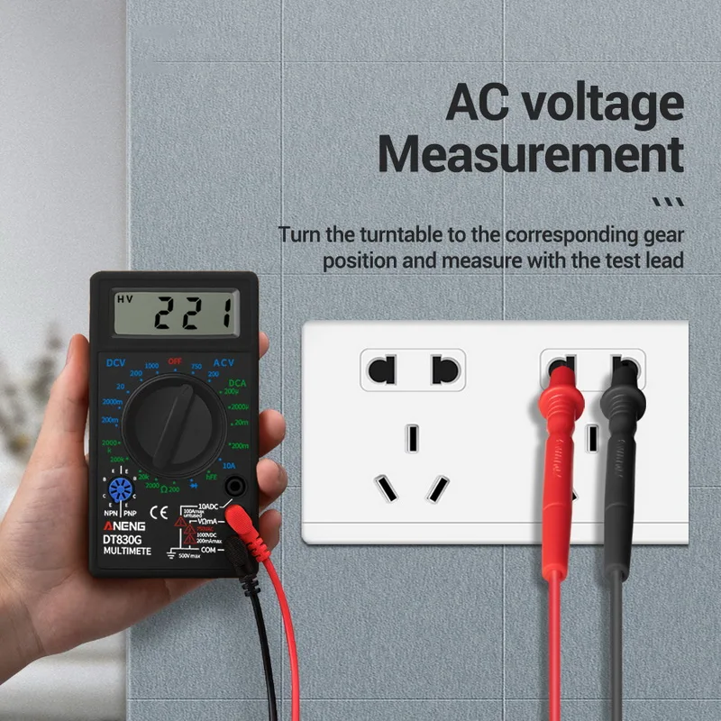 DT830G Mini Digital Multimeter Handheld AC/DC Test Voltage Current Ohmmeter Power Meters Tester Portable