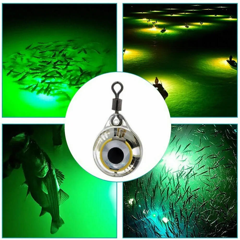 10pcs Mini Fishing Lure Light LED Deep Drop Underwater Eye Shape Fishing Squid Fishing Bait Luminous Lure for Attracting Fish