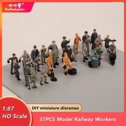 27pcs 1:87 Ho Scale Model Railway Workers Landscape Model Train Railway Layout Scenery Diy  Miniature Dioramas Display Gaming