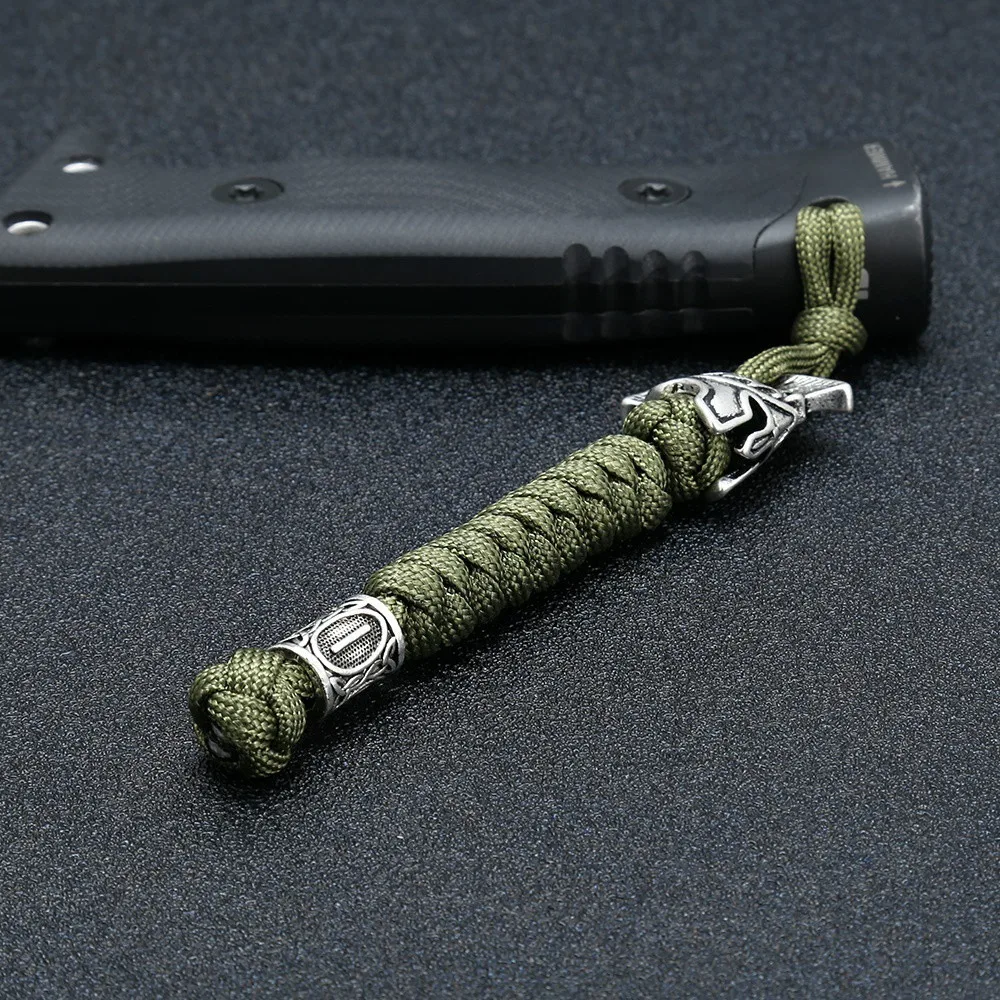 Viking Rune Perlen-Paracord-Schlüsselband, handgefertigter Spartan Outdoor Survival Seil-Schlüsselanhänger, Auto-Schlüssel-Messer, nordisches Schmuckgeschenk für Männer – Detail 8