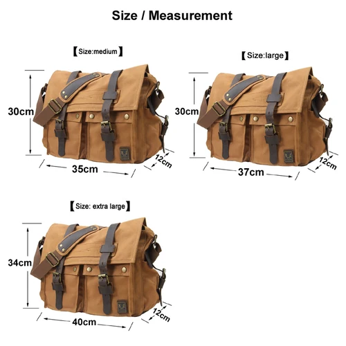 Imagen 2 del producto Bolso de mensajero de lona de cuero Vintage para hombre, bandolera de lona de algodón, bolso de hombro para hombre, bolso informal para ocio, nueva moda