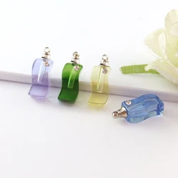 8PCS Crystal Glassl Vial Pendant Miniature Perfume Bottle Charms Name On Rice Art Essential Oil Charms Necklace Pendant