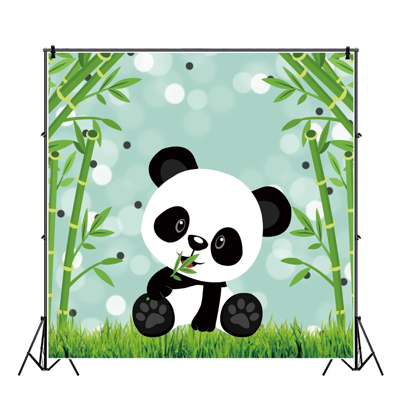Laeacco bambus Panda zielone użytki zielone dekoracje na przyjęcie urodzinowe dla dziecka tło dla fotografii spersonalizowane plakaty fotograficzne