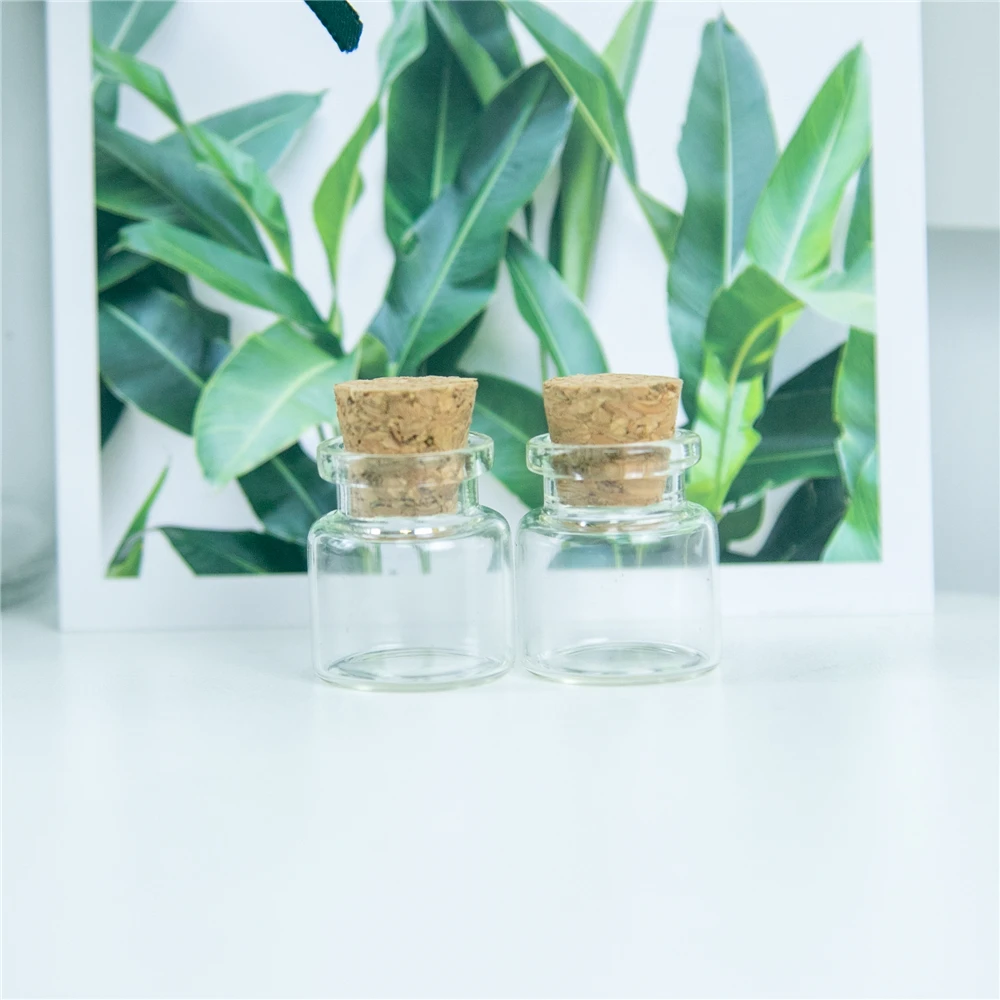 100Pcs 4ml Small Empty Transparent Glass Container with Wooden Plug Mini Craft Decorative Bottles Wishing Perfume Vials