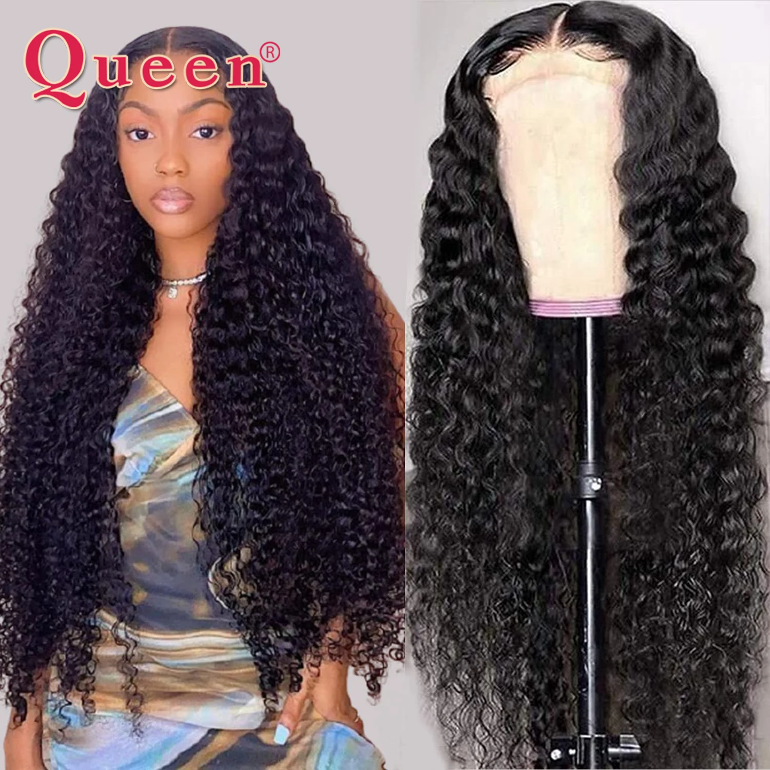 

Deep Wave 4X4 Lace Closure Human Hair Wigs Brazilian Transparent Lace Deep Curly Human Hair Wigs For Women Remy Hair Wigs Queen