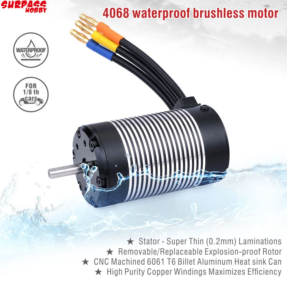 

Rocket 4068 Waterproof Brushless Sensorless Motor 2650KV 2050KV 1900KV 1700KV for 1/8 Truck Truggy TRX4 Tamiya Axial Drift Car