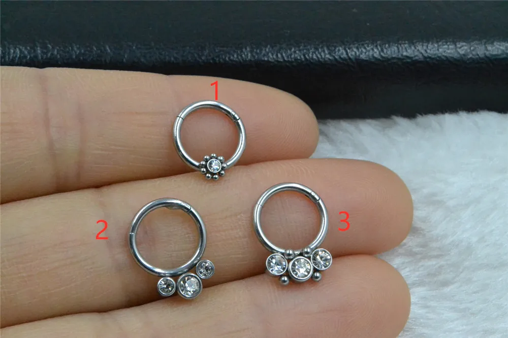 50pcs/Lot 16G All Surgical Steel Nose Seamless Hinged Segment Ring Septum Clicker Cartilage Nose/Lip Ear Diath Helix Hoop Rings