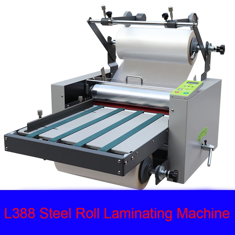 L388 laminating machine automatic large steel roller speed regulation automatic belt feeding anti-curling hot and cold laminate