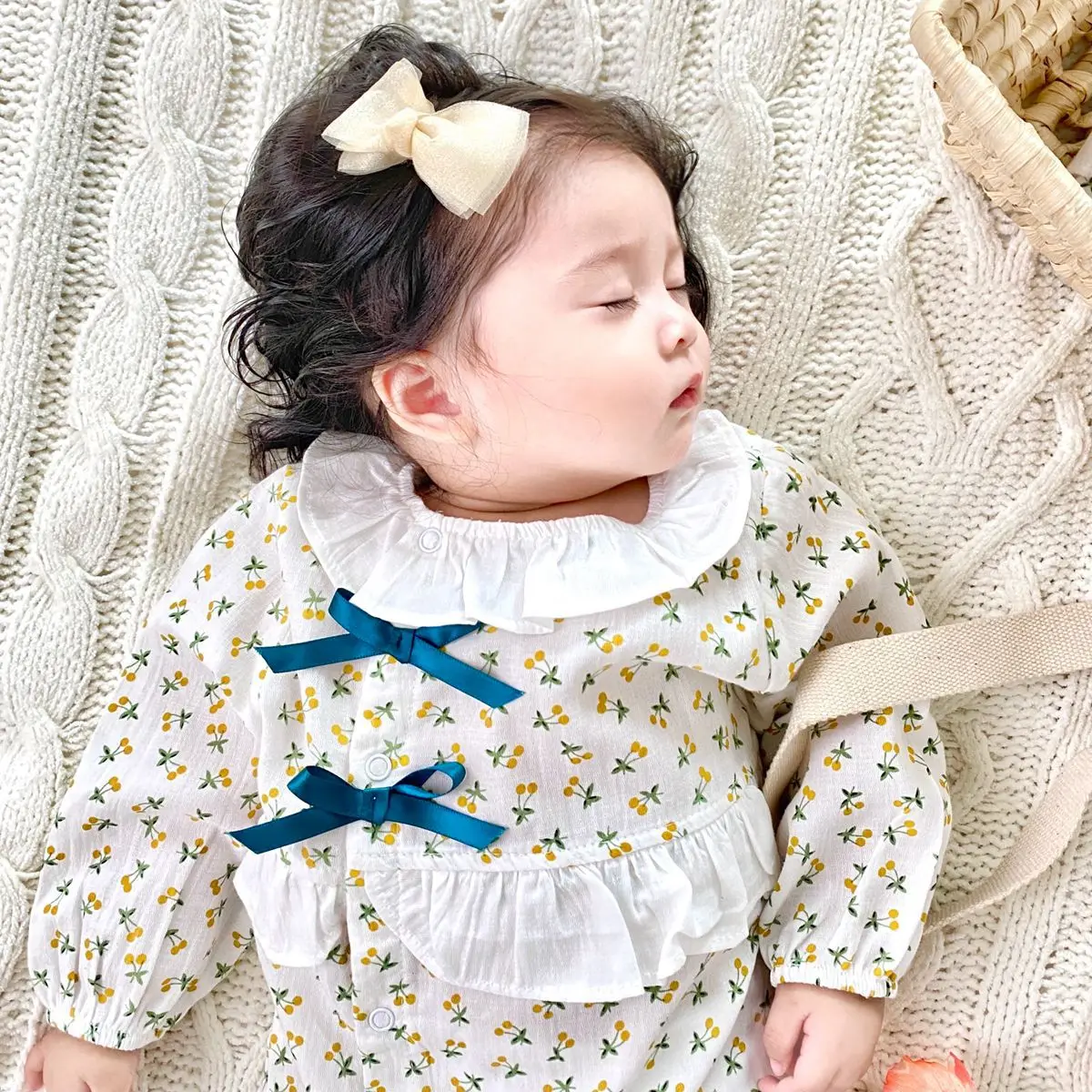 0-3T Newborn Kid Baby Girls Clothes Flower Print Lace Romper Elegant Cute Sweet Jumpsuit Cotton Winter Floral Baby Clothing