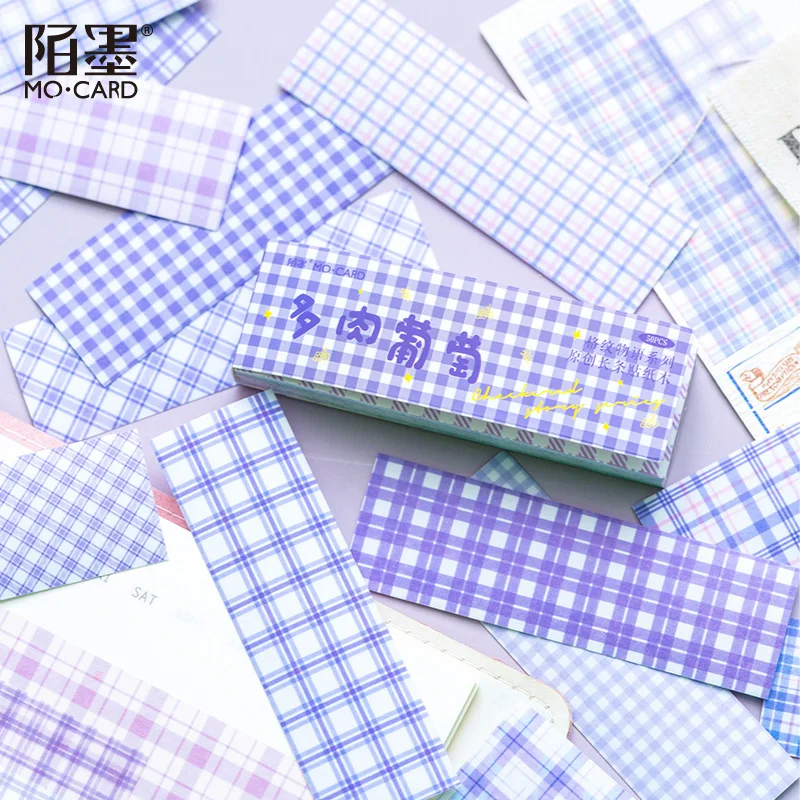 50pcs/1lot kawaii Stationery Sticker Plaid Story Series junk journal Decorative Scrapbooking DIY Craft stickers