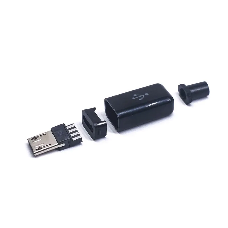 Micro USB male head with sheath jack connector plastic shell jack tail Sockect plug terminal DIY