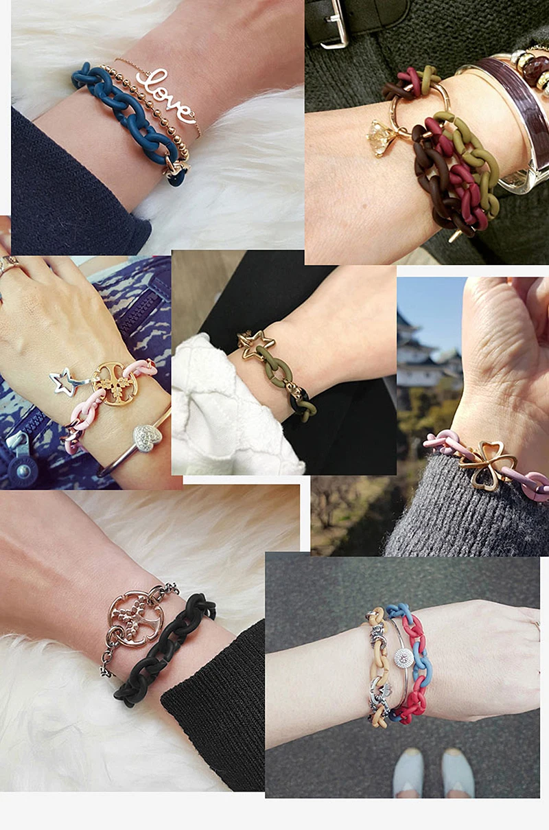 Liefde Hart Bedelarmbanden Voor Vrouwen Zilver Kleur Rubber Plated Acryl Armband & Bangle Sieraden Boho Stijl Sieraden