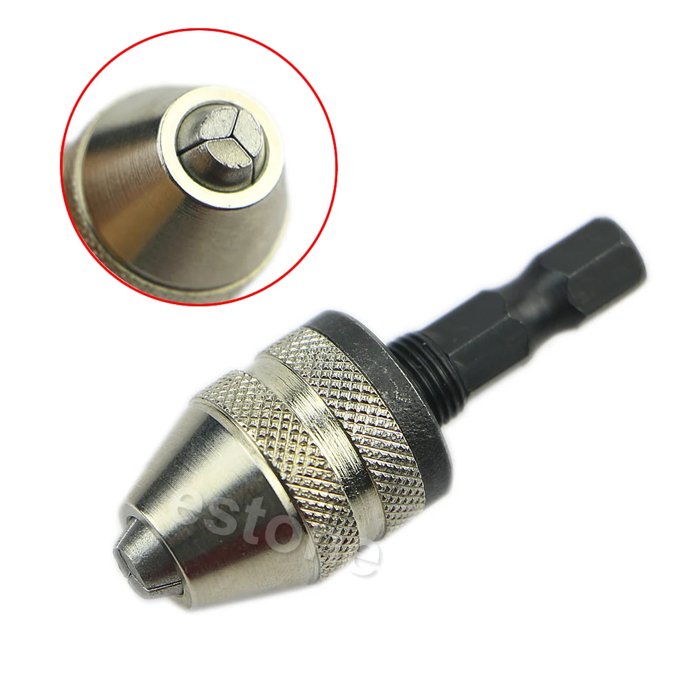 0.3-3mm Keyless Drill Chuck Screwdriver Impact Driver Adaptor 1/4 Inch Hex Shank Drills Tool Clamping Range