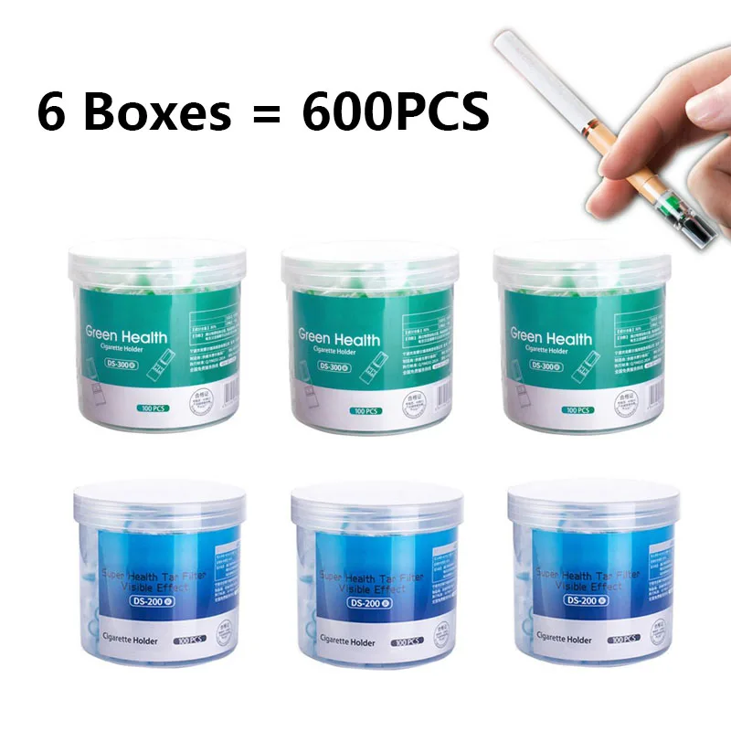 600pcs Set Disposable Smoking Filter Pipe Cigarettes Filter Holder Reduce Tar Cleaning Container Smoking Accessories Acrylic