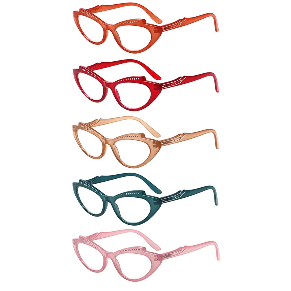 Henotin-Lunettes de lecture avec monture en œil de chat pour femme, design à charnière à ressort, lunettes à la mode, lecteur HD