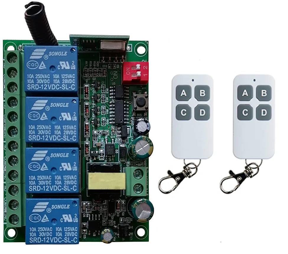 universal remote control AC220V 4CH 10A Relay RF Wireless Remote Control Switch 433 MHz Remote controller And Receiver cgarage
