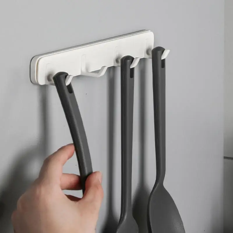 kitchen Accessories Punch-free Four Hook Hooks Bathroom Kitchen Rack Wall Door Rear Hook Coat Racks Multi-function Storage Rack