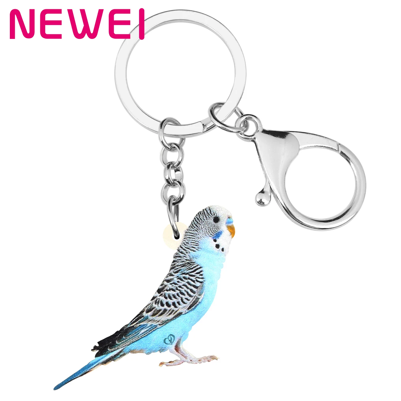 Newei Acrylic Long-tailed Parakeet Bird Keychains Keyring Lovely Animal Key Chain Jewelry For Kid Girls Fshion Gift Bag Charms