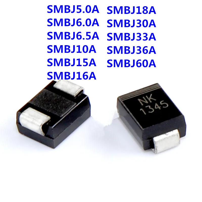 20PCS TVS Diode SMBJ5.0A SMBJ6.0A  SMBJ6.5A SMBJ10A SMBJ15A SMBJ16A SMBJ18A SMBJ30A SMBJ33A SMBJ36A SMBJ60A